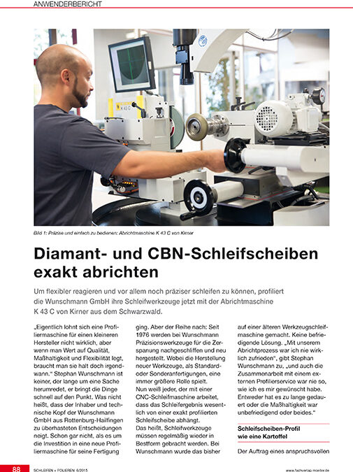 Diamant- und CBN-Schleifscheiben exakt abrichten – SCHLEIFEN + POLIEREN