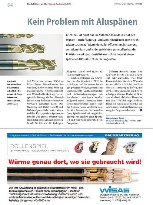 Kein Problem mit Aluspänen – Technische Rundschau Schweiz