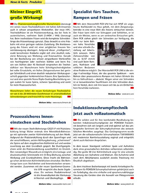 Trochoidalfräser von Wunschmann in Fachzeitschrift dihw 9/2017